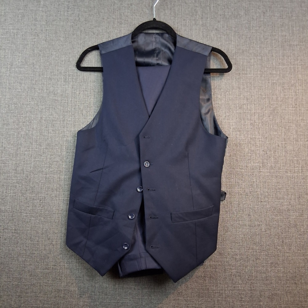 Mens Navy Blue 2 Piece Suit Set Vest Waistcoat and Trousers Formal Wedding